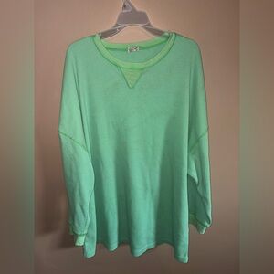Free People lime green thermal shirt size L